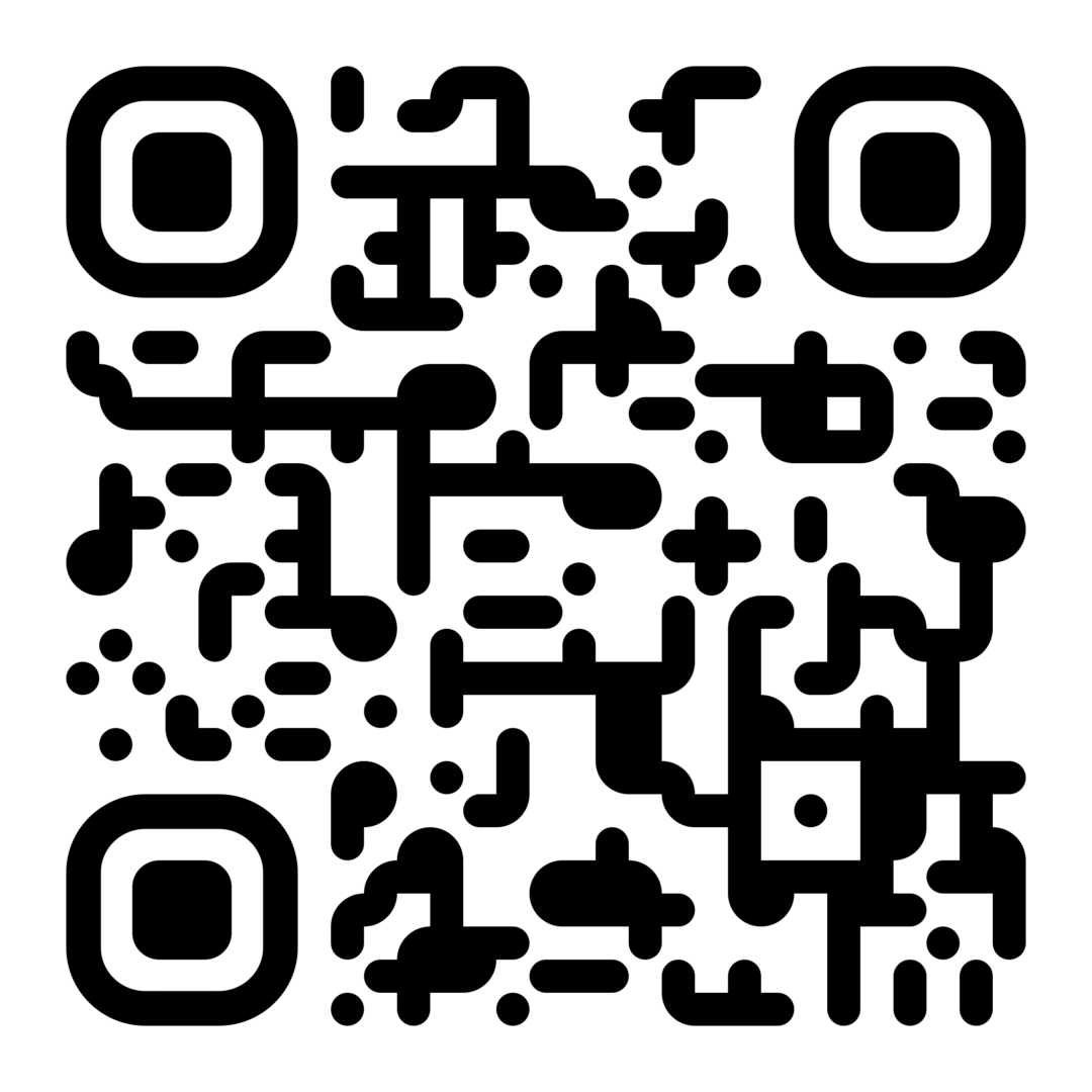 A qr code that is black and white.